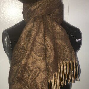 Cejon 100% acrylic brown paisley scarf